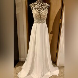 Lulus True Love Beaded Rhinestone Maxi Dress | L